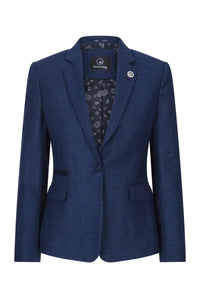 Womens Tweed Herringbone blazer Navy 1920s Vintage Tailored Classic Smart