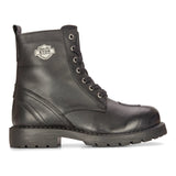 Mens Black Leather Motorcycle Boots Western Rock Punk Laced Ankle Boot Military