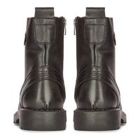 Mens Black Leather Motorcycle Boots Western Rock Punk Laced Ankle Boot Military