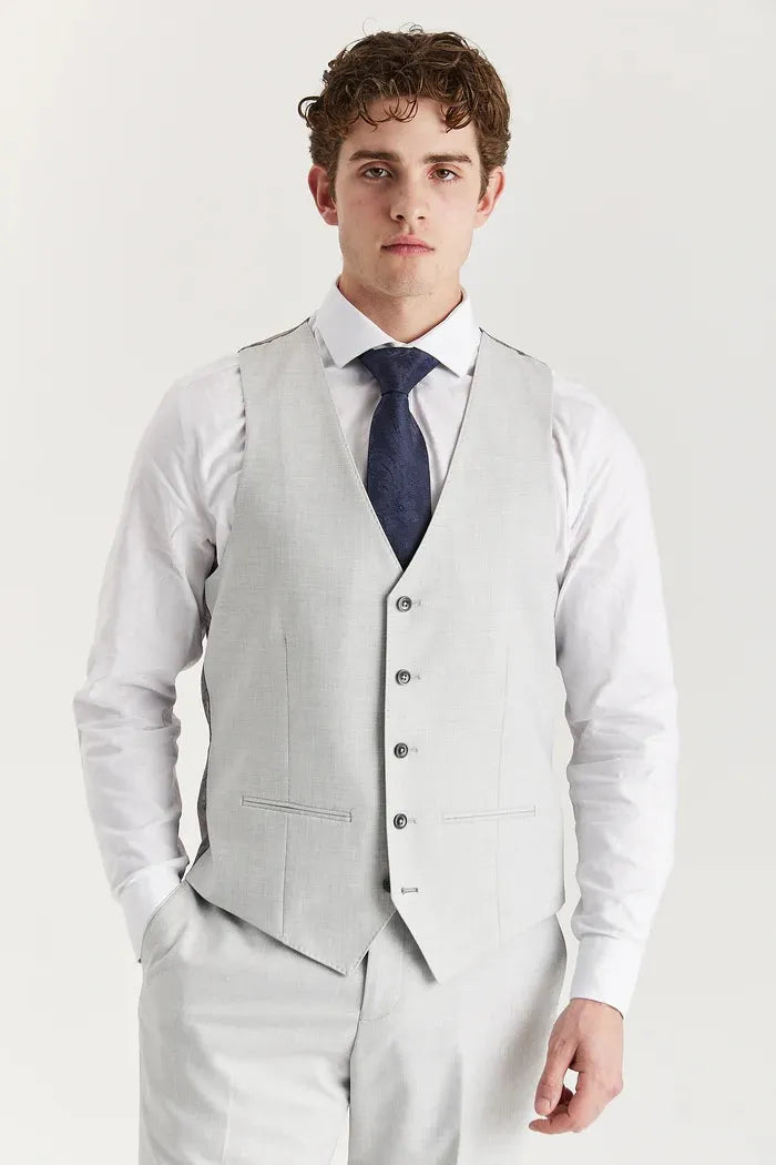 Belmont - Men's Silver 3 Piece Stitch Lapel Classic Suit