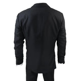 IM1 Men's Classic Black Plain Tailored Fit 3-Piece Suit