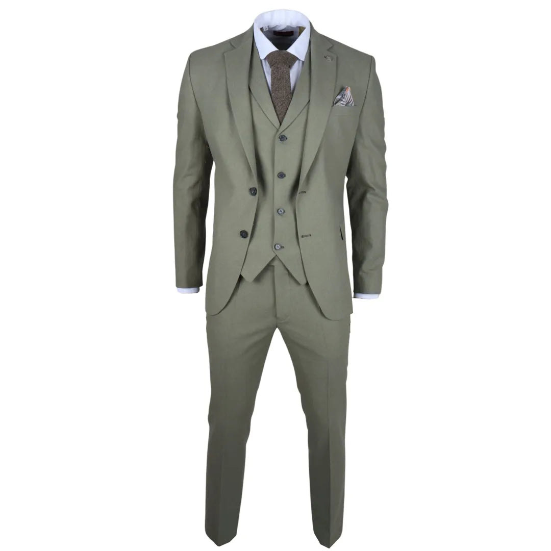 TP-22 Men's Sage 3-Piece Linen Summer Wedding Suit