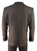 Men's Brown Herringbone Tweed 3 Piece Suit