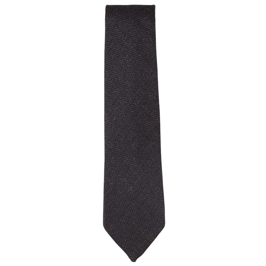 Men's Tweed Plum Herringbone Tie & Pocket Square Set