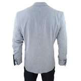 Baresi Men's 3-Piece Grey and Navy Contrasting Classic Summer Check Suit