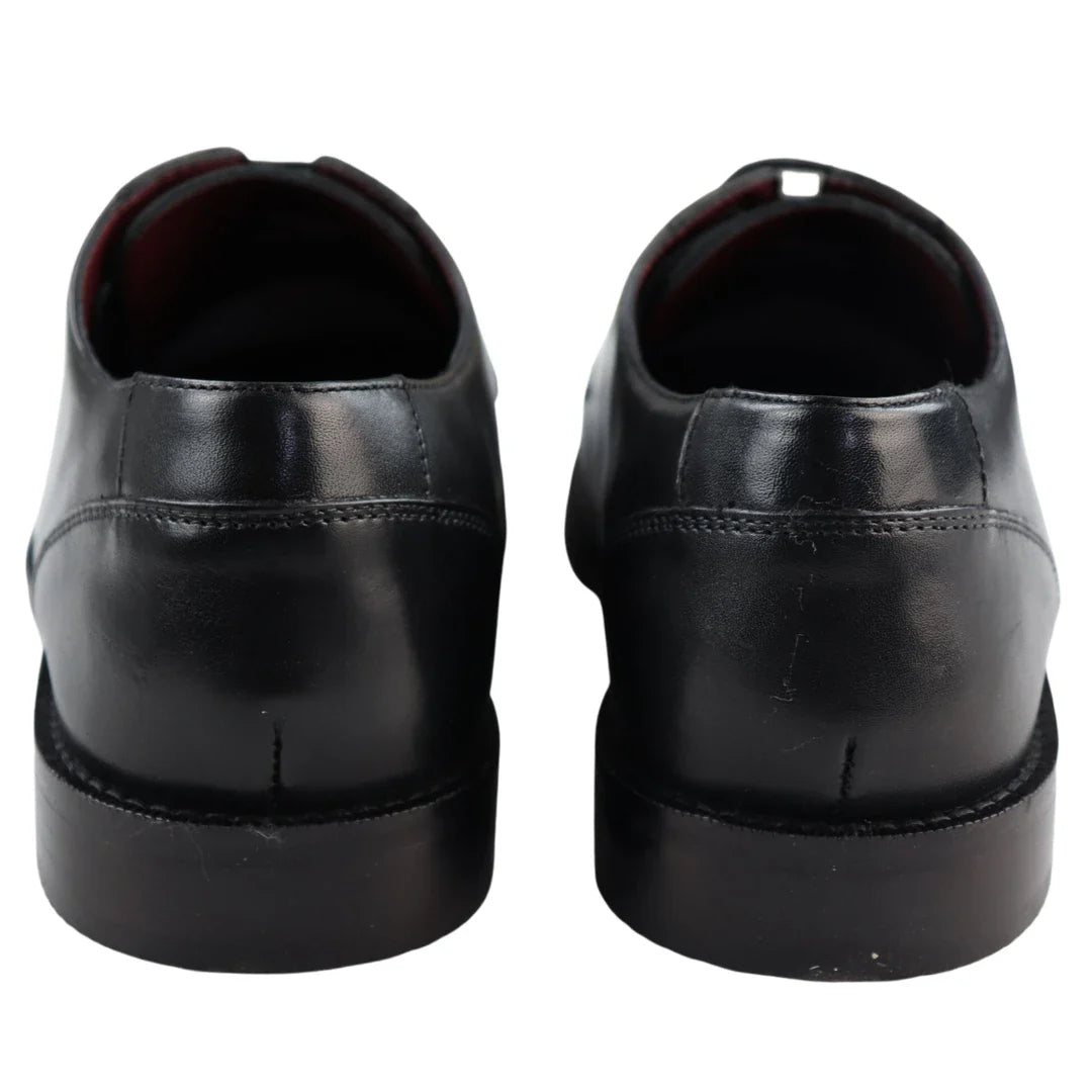 Mens Real Full Leather Black Welted Derby Shoes Smart Casual Black Wine Classic Vintage