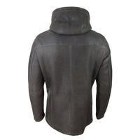 Men's 3/4 Brown Soft Sheepskin Hood Jacket 3/4 Coat Classic Warm Winter