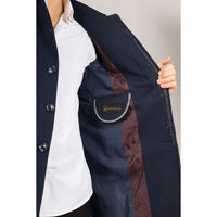 Men's Classic Collar Wool Blend Navy Overcoat
