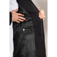 Men's Stand Collar Wool Blend Black Overcoat