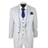 Mens Tweed Light Grey 3 Piece Suit Tailored Fit Classic Vintage 1920s Wedding