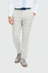Gabriel - Men's Grey 2 Piece Linen Checked Suit