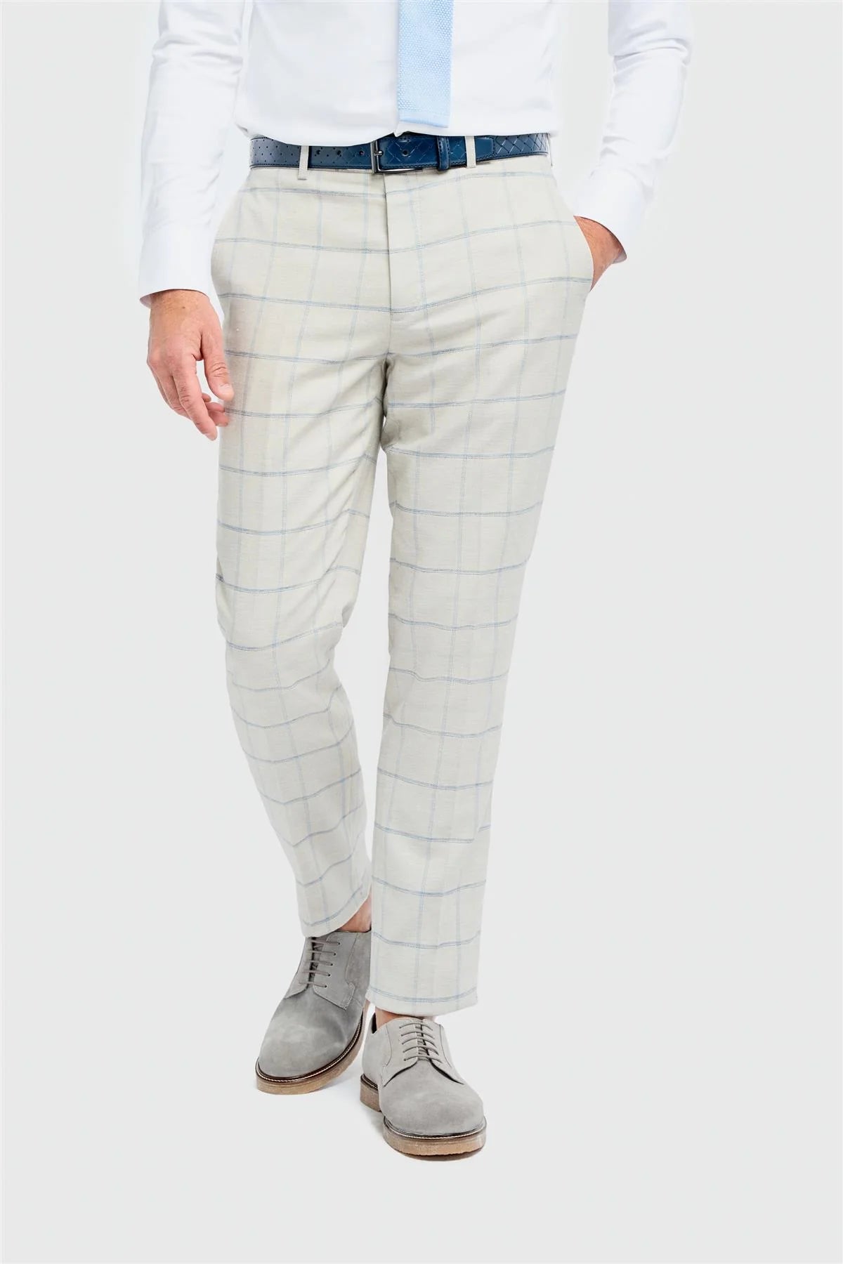 Gabriel - Men's Grey 2 Piece Linen Checked Suit