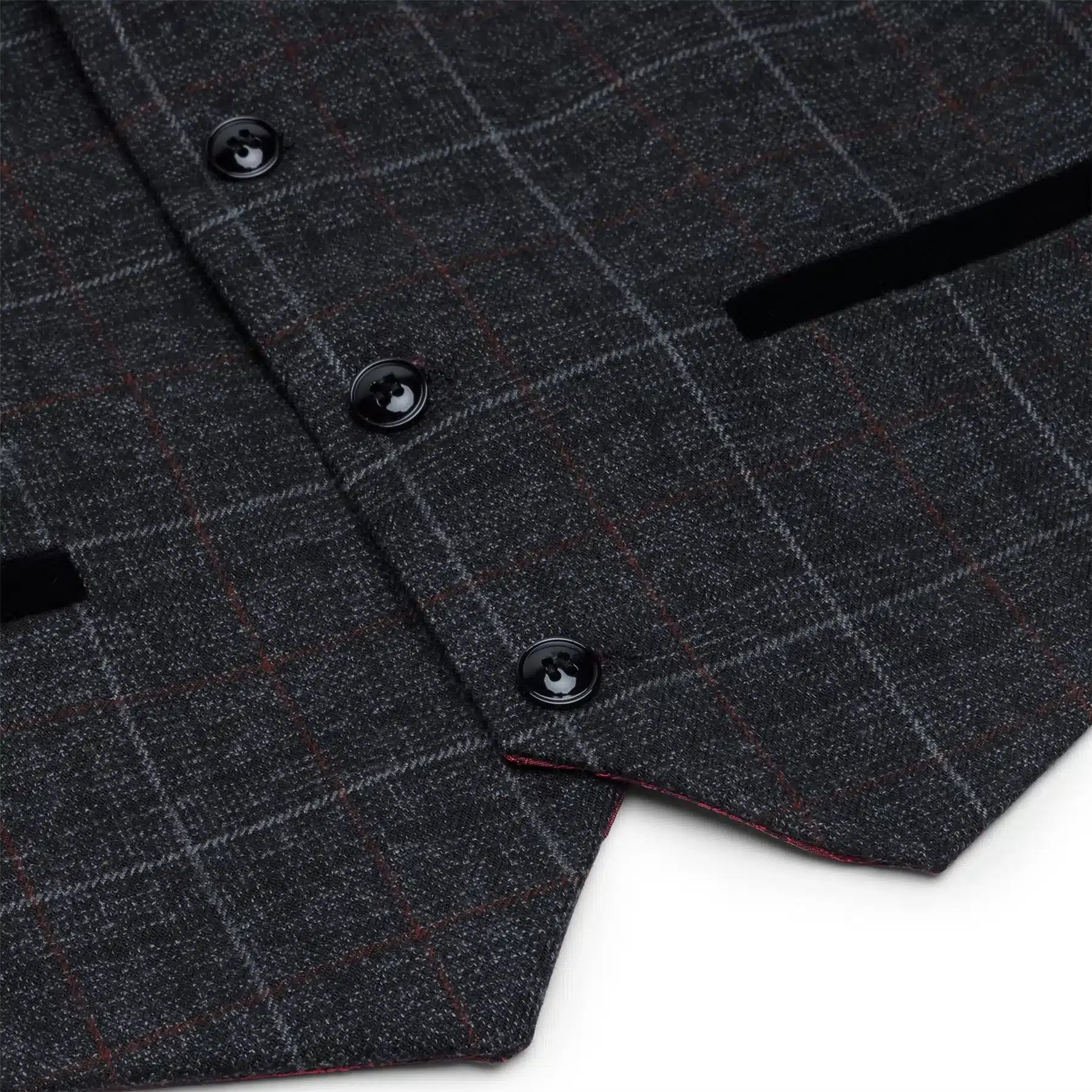 Boys Grey Black 3 Piece Tweed Suit Herringbone Wine Vintage Retro