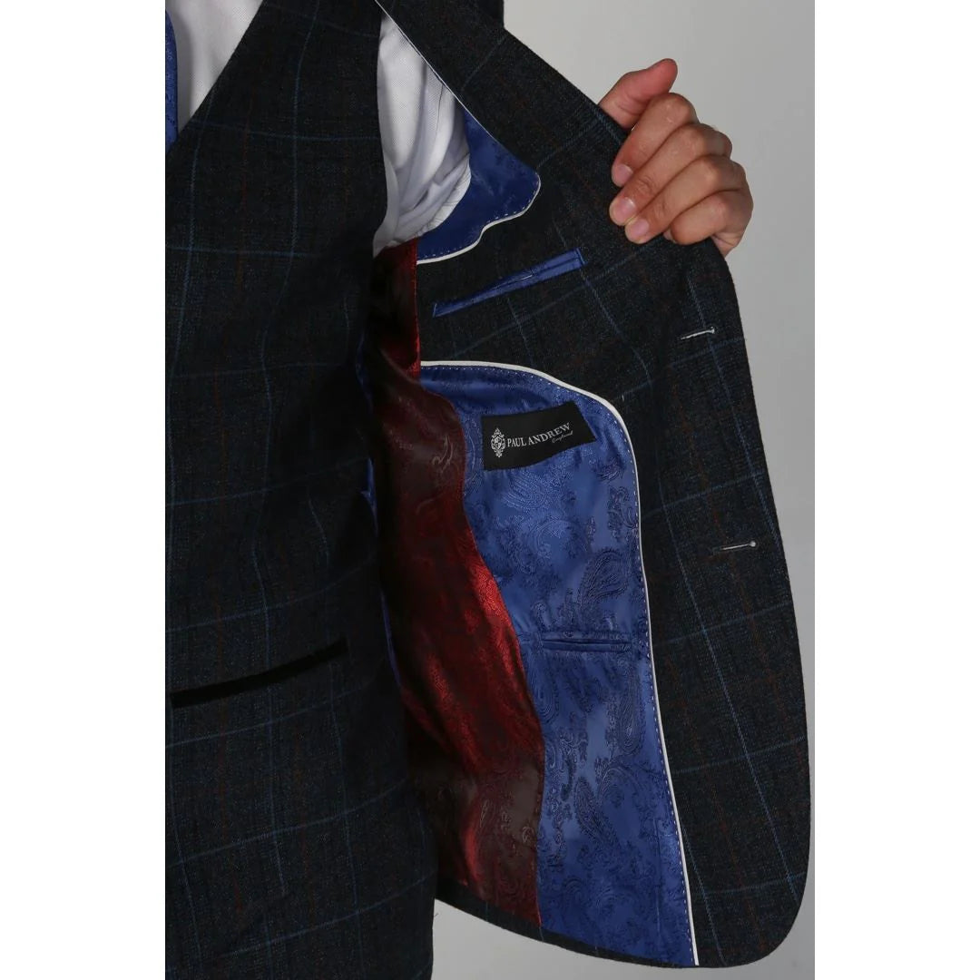 Harvey - Men's Navy Check Blazer
