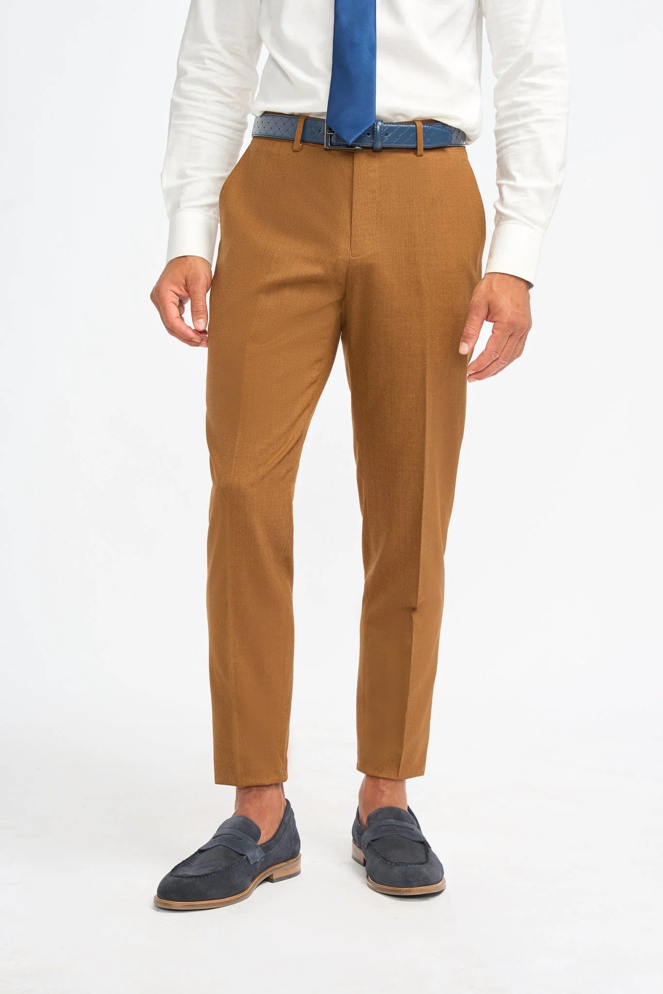 James - Men's Camel Brown 3 Piece Wool Tailored Fit Suit