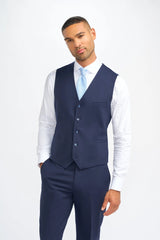 James - Men's Navy Blue 3 Piece Wool Tailored Fit Suit