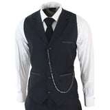 James Men's Classic Black 3-Piece Suit with Red Pocket Square