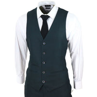 Jasper Men's Olive Green 3-Piece Suit with Prince of Wales Black Check