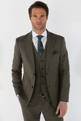 Kurt Men's Sage Green 3-Piece Tailored Fit Suit for Summer Weddings