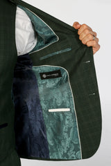 Leo - Men's Green 3 Piece Checked Tailored Fit Suit