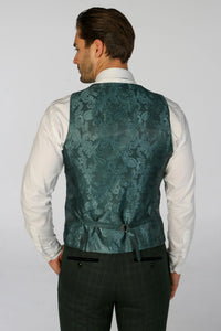 Leo - Men's Green 3 Piece Checked Tailored Fit Suit