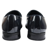 Men's Slip On Tassel Velvet Detailed Patent Navy Loafers