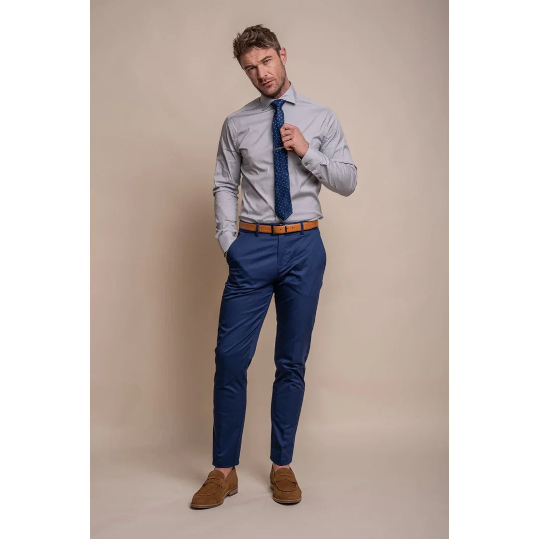 Mario - Men's Summer Blue Smart Trousers