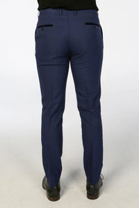 Mark - Men's Navy Blue 3 Piece Checked Tailored Fit Suit