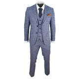 Mens 3 Piece Blue-Grey Vintage Suit - Paul Andrew Victor