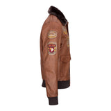 Men's Aviator Flying Pilot Bomber Jacket Timber Removable Black Fur Collar
