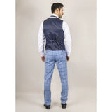 Plowman Men's Light Blue 3-Piece Checked Suit