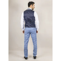 Plowman Men's Light Blue 3-Piece Checked Suit