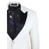 Rosa - Men's Soft Velvet Ivory Cream 1 Button Dinner Jacket Tuxedo Blazer Fit
