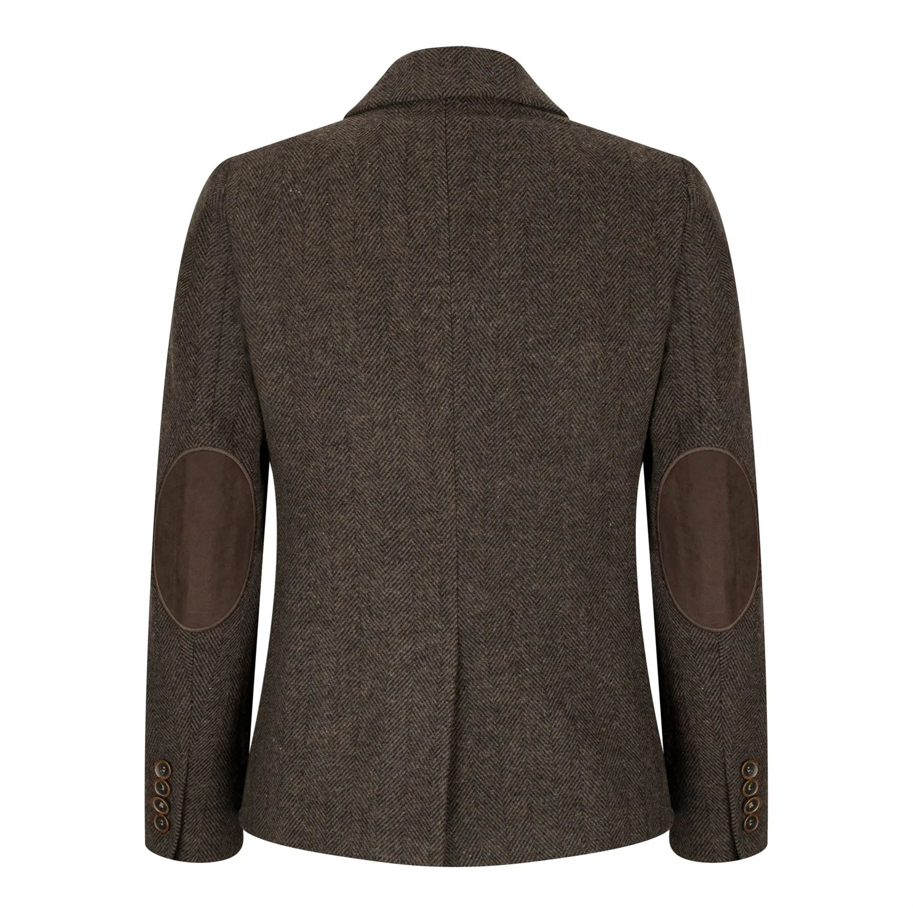 Womens Tweed Herringbone Blazer Brown 1920s Vintage Tailored Classic Smart