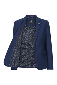 Womens Tweed Herringbone blazer Navy 1920s Vintage Tailored Classic Smart